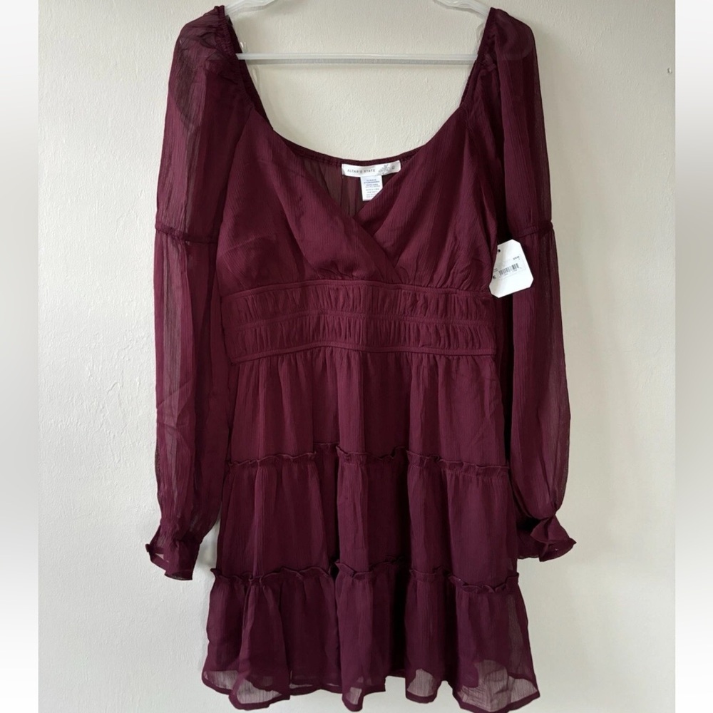 Altar’d State Dress Size Large Red Burgundy Holiday Christmas Dress NEW